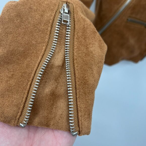 Lulus Faux Suede Moto Jacket Size Medium - Picture 10 of 10